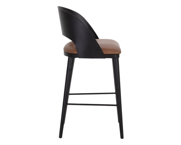 DEZIRAE BARSTOOL - BLACK - COGNAC LEATHER