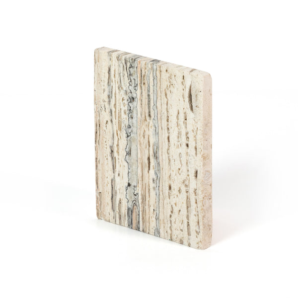 Stepped Bookends In White Travertine