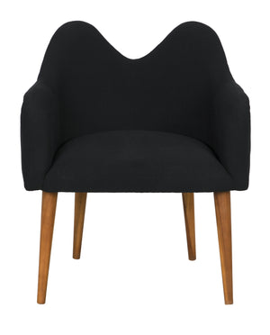 Cornelia Teak Chair with Satin Finish and Black Cotton Upholstery