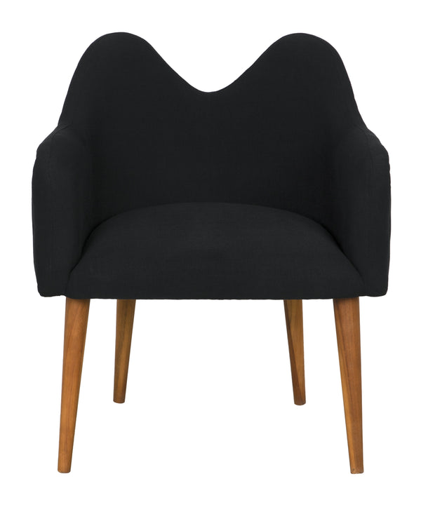 Cornelia Teak Chair with Satin Finish and Black Cotton Upholstery
