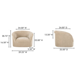 Thora Lounge Chair in Beige Velvet Upholstery