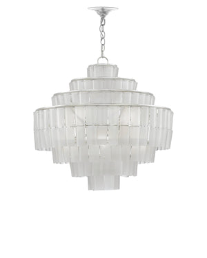Sommelier Blanc Chandelier In Contemporary Silver Leaf & Opaque White