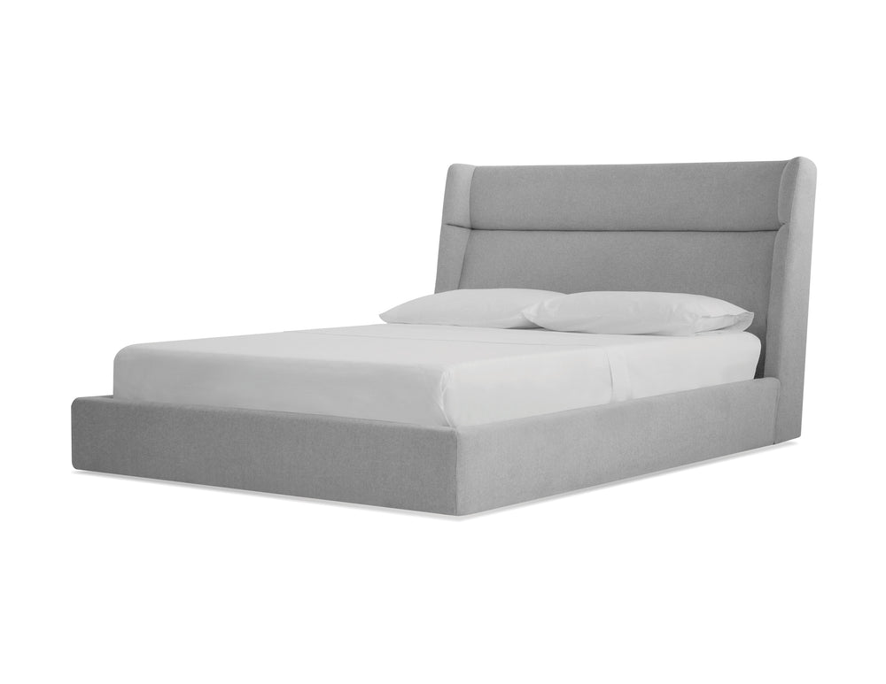 Cove King Storage Bed in heather grey chenille fabric
