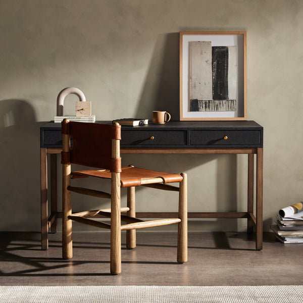 Fiona Desk In Black Raffia