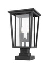 Seoul 2 Light Outdoor Pier Mounted Fixture in Black Finish