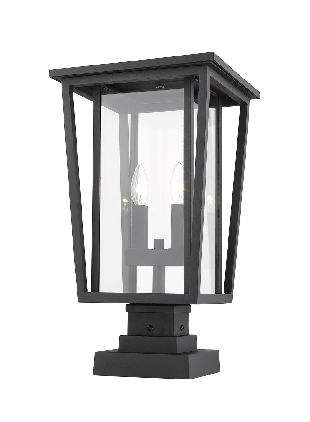 Seoul 2 Light Outdoor Pier Mounted Fixture in Black Finish