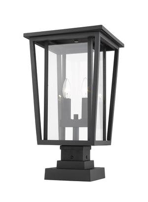 Seoul 2 Light Outdoor Pier Mounted Fixture in Black Finish