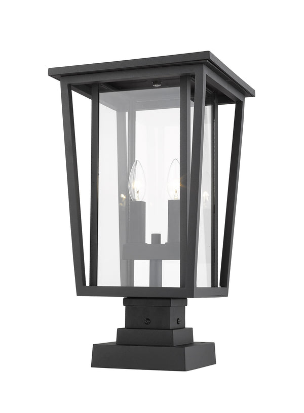 Seoul 2 Light Outdoor Pier Mounted Fixture in Black Finish