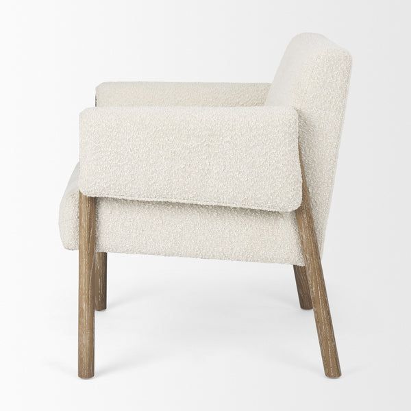 Ashton Cream Boucle Fabric w/ Brown Wood Accent Chair