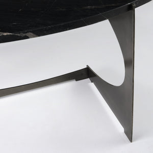 Reinhold III Black Marble Top Iron Coffee Table