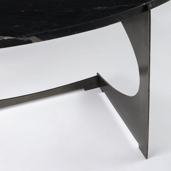 Reinhold III Black Marble Top Iron Coffee Table
