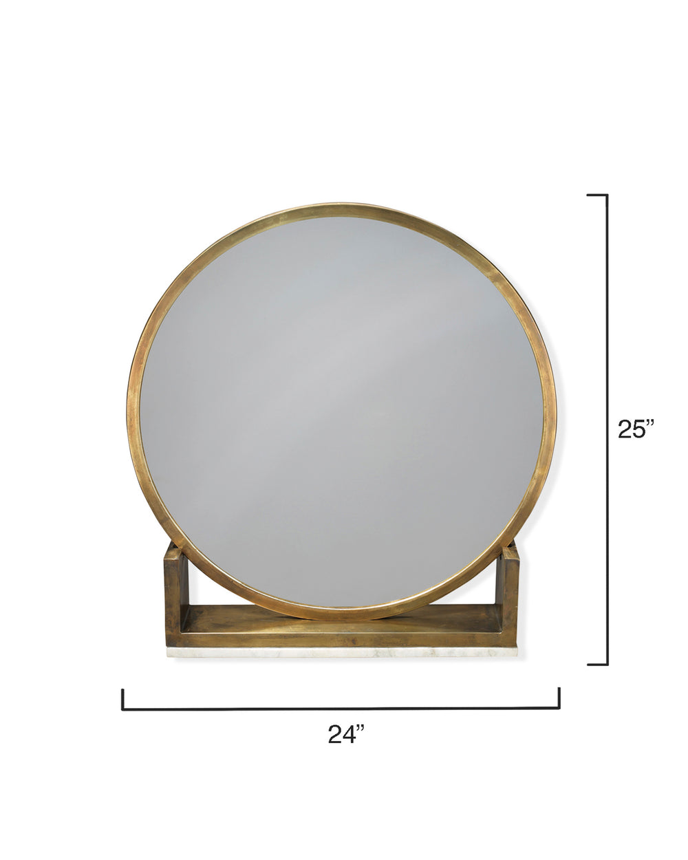 Odyssey Decorative Round Table Mirror, Antique Brass