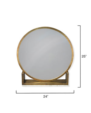 Odyssey Decorative Round Table Mirror, Antique Brass