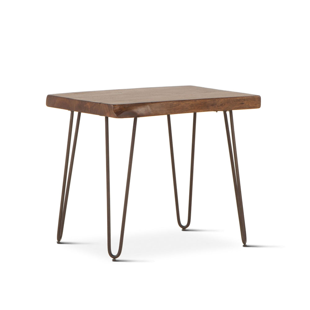 Vail 26-Inch Acacia Wood Live Edge Side Table in Walnut Finish