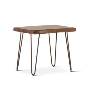 Vail 26-Inch Acacia Wood Live Edge Side Table in Walnut Finish