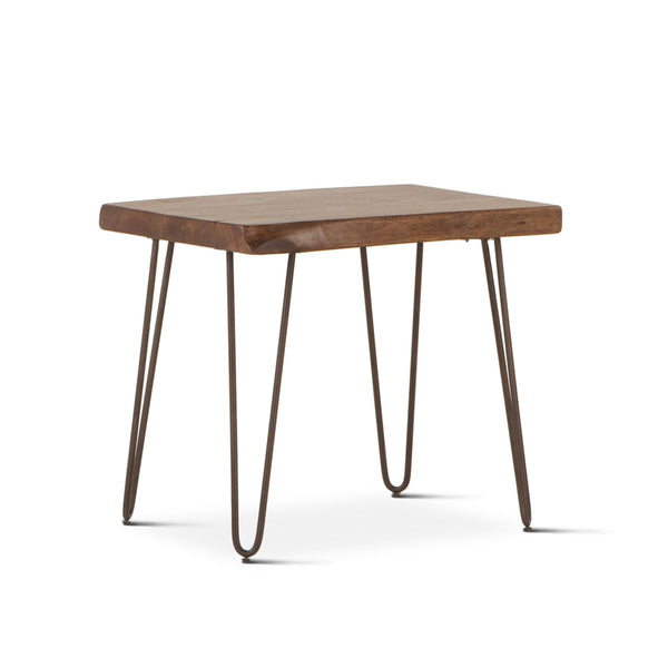 Vail 26-Inch Acacia Wood Live Edge Side Table in Walnut Finish