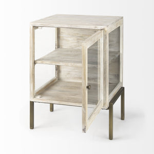 Arelius 20L x 18W x 26H White Wood W/ Gold Metal Frame End/Side Table
