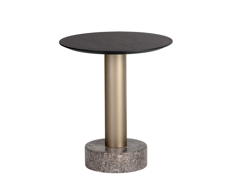Monaco End Table - Gold - Light Grey Marble / Charcoal Grey