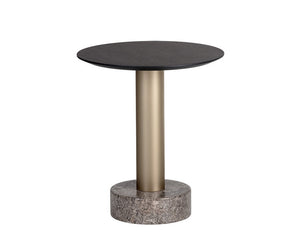 Monaco End Table - Gold - Light Grey Marble / Charcoal Grey
