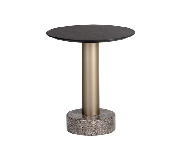Monaco End Table - Gold - Light Grey Marble / Charcoal Grey
