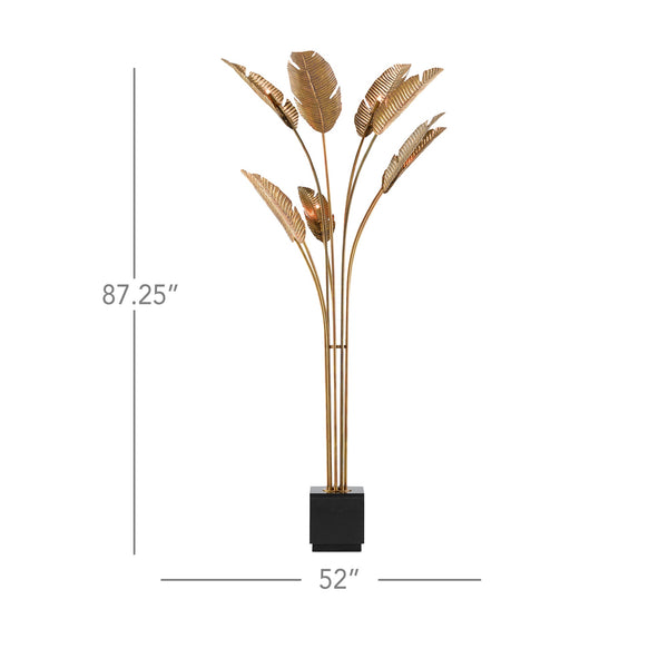 Tropical Grande Floor Lamp In Vintage Brass & Black