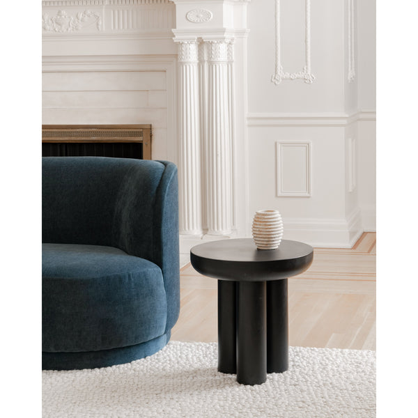 Rocca Side Table in Black Concrete and Iron Frame