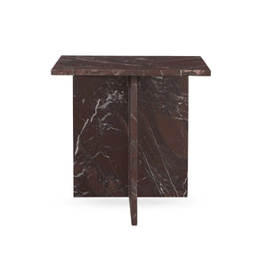 Bexly Marble Square End Table - Merlot