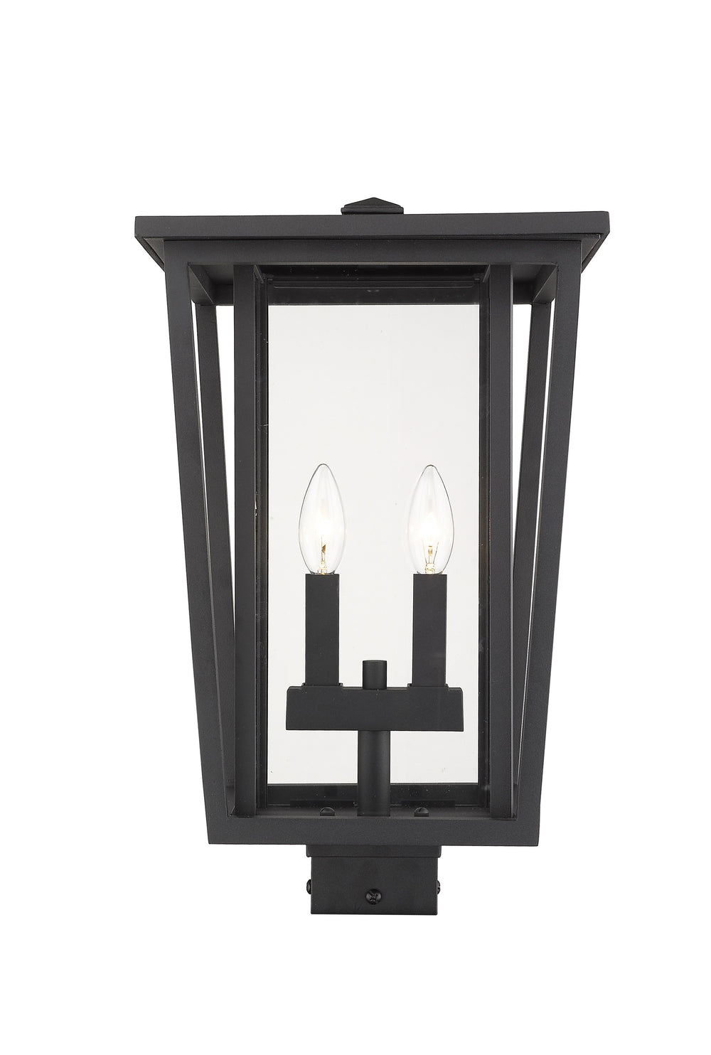 Seoul 2 Light Outdoor Post Mount Fixture in Black Finish