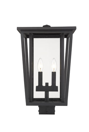 Seoul 2 Light Outdoor Post Mount Fixture in Black Finish