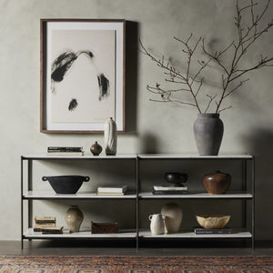 Felix Large Console Table - Hammered Grey W/Clear Powder Coat