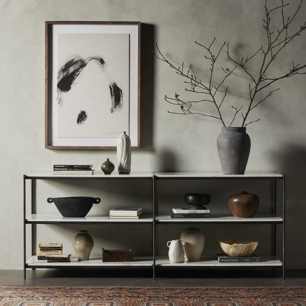 Felix Large Console Table - Hammered Grey W/Clear Powder Coat