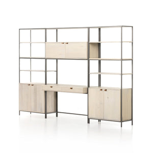 Trey Modular Wall Desk W/ 2 Bookcases - Dove Poplar
