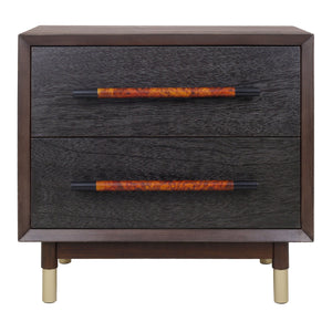 Callan KD Nightstand/Side Table 2 Drawers, Dark Walnut