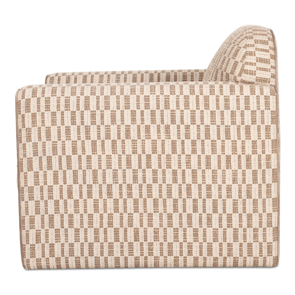 Leo Accent Chair in Taupe with Geometric Pattern