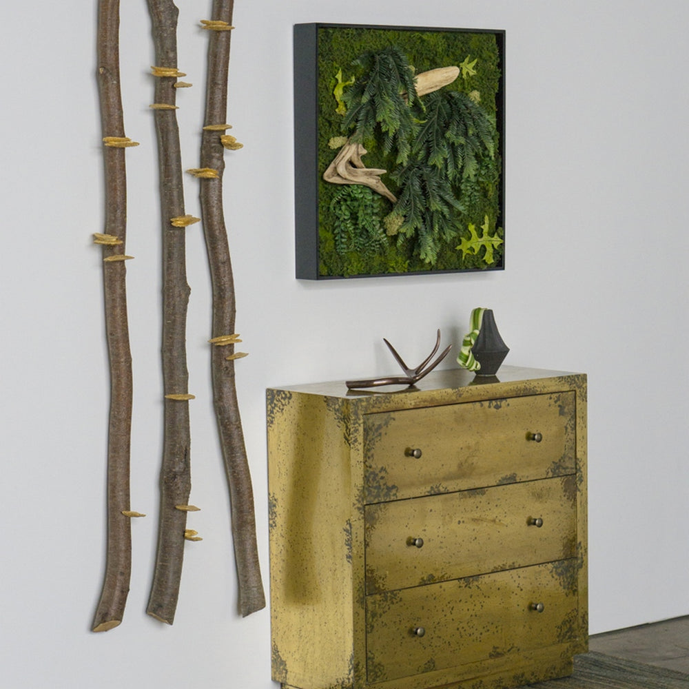 Alder Wood Pole Hanging SET/ 3 with Shelf Mushroom