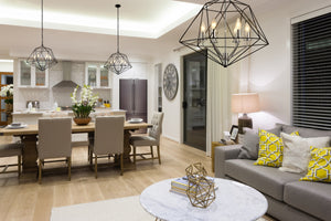 Geo 6 Light Chandelier in Matte Black + Chrome Finish