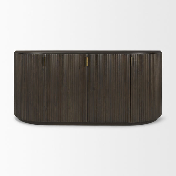 Terra 72L x 18W x 32H Dark Brown Wood Fluted Sideboard
