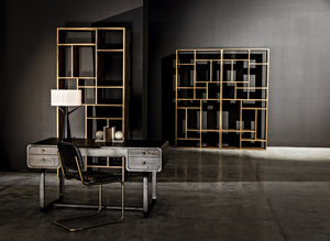 Voltes Ebony Walnut Desk with Matte Black Industrial Steel Base