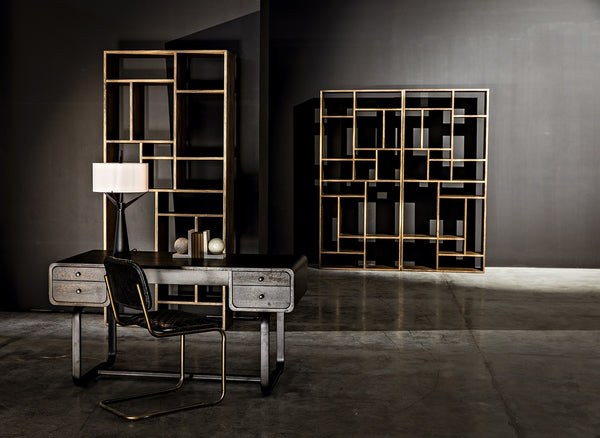 Voltes Ebony Walnut Desk with Matte Black Industrial Steel Base