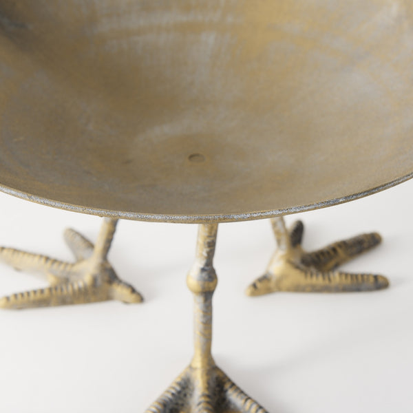 Chadwick II 13L x 13W Gold Metal Webbed Feet Bowl