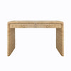 TWO DRAWER WATERFALL EDGE DESK IN WOVEN RATTAN WITH GLASS TOP