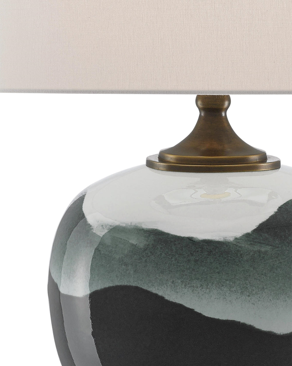 Boreal Table Lamp In White & Green & Antique Brass
