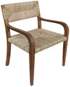 Bowie Teak Armchair with Rush Seagrass Seat in Clear Coat Satin Finish