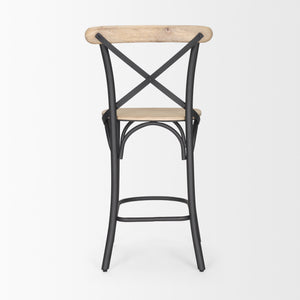 Etienne Light Brown Wood w/ Iron Metal Counter Stool
