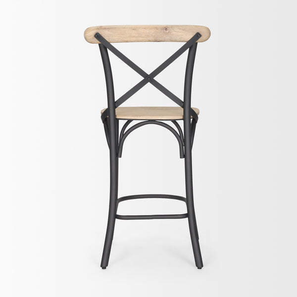 Etienne Light Brown Wood w/ Iron Metal Counter Stool