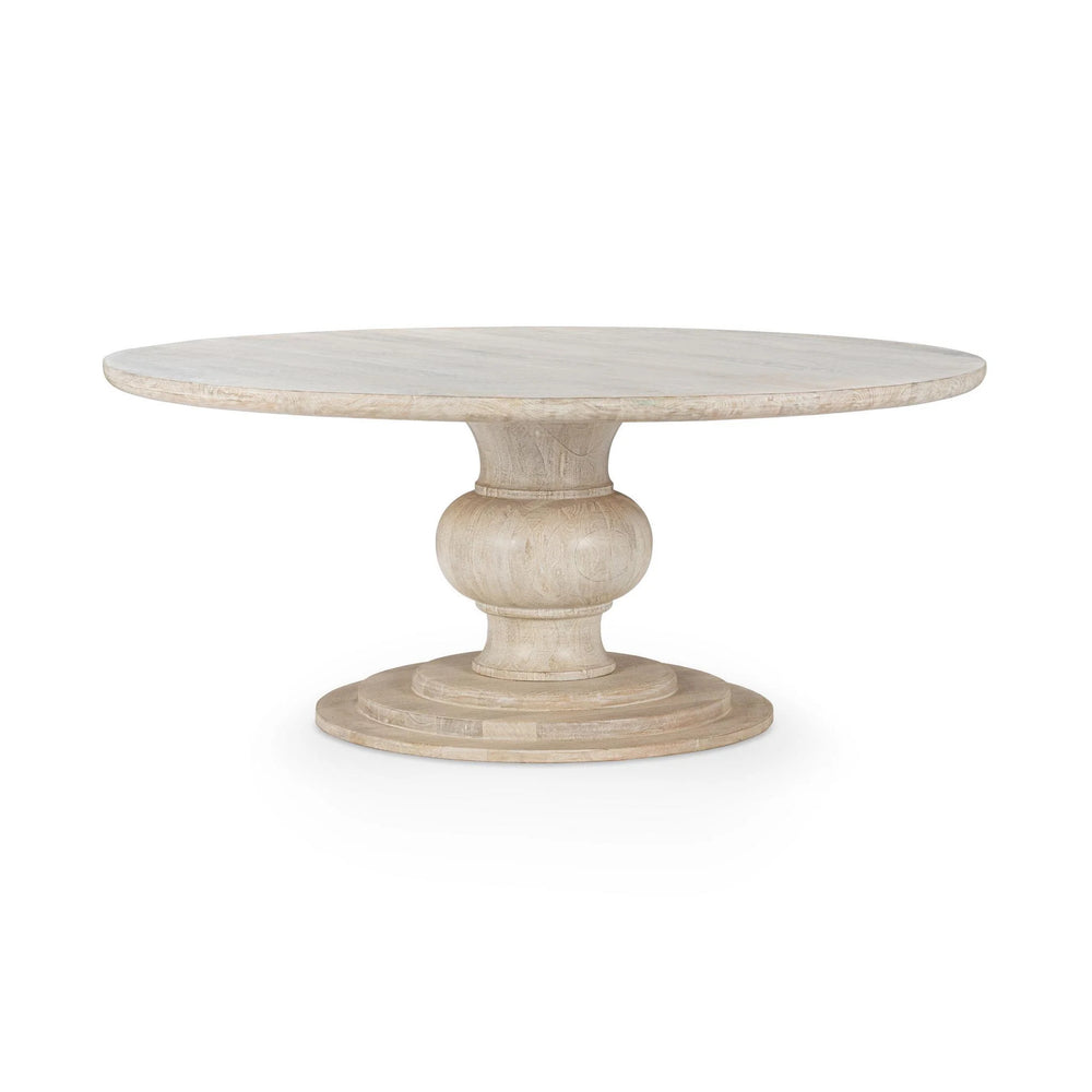 Hera Solid Wood Dining Table with Pedestal Base - Creamwood