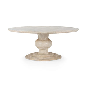 Hera Solid Wood Dining Table with Pedestal Base - Creamwood