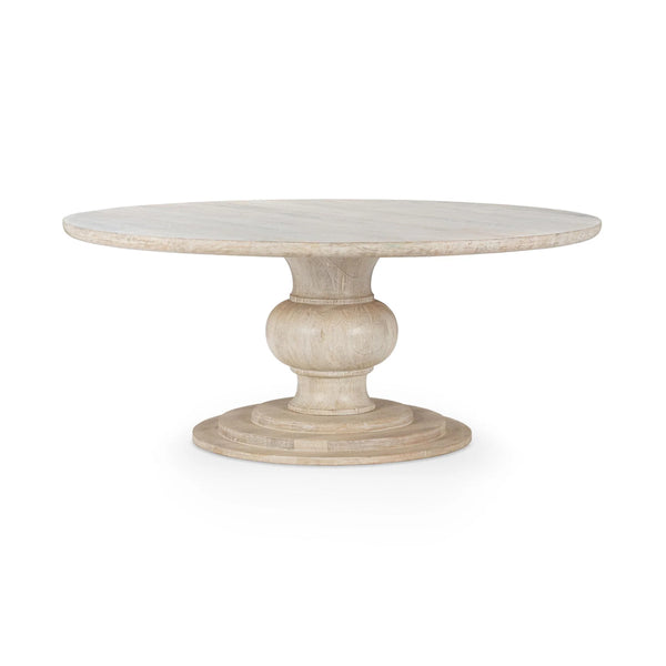 Hera Solid Wood Dining Table with Pedestal Base - Creamwood