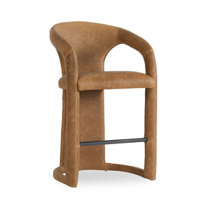 Archie Leather Counter Stool - Maple Brown