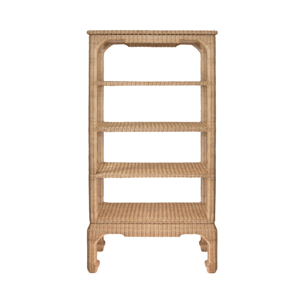 MING STYLE ETAGERE IN WOVEN RATTAN